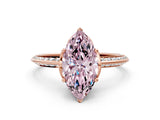 Rose gold Fancy Pink Marquise Cut Solitaire Split Shank Pave Diamond Engagement Ring with Four-Prong Setting