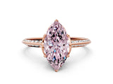 Rose gold Fancy Pink Marquise Cut Solitaire Split Shank Pave Diamond Engagement Ring with Four-Prong Setting_24