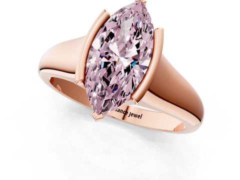 Rose gold Fancy Pink Marquise Cut Solitaire Tension Set Diamond Ring with Split Shank Band_1
