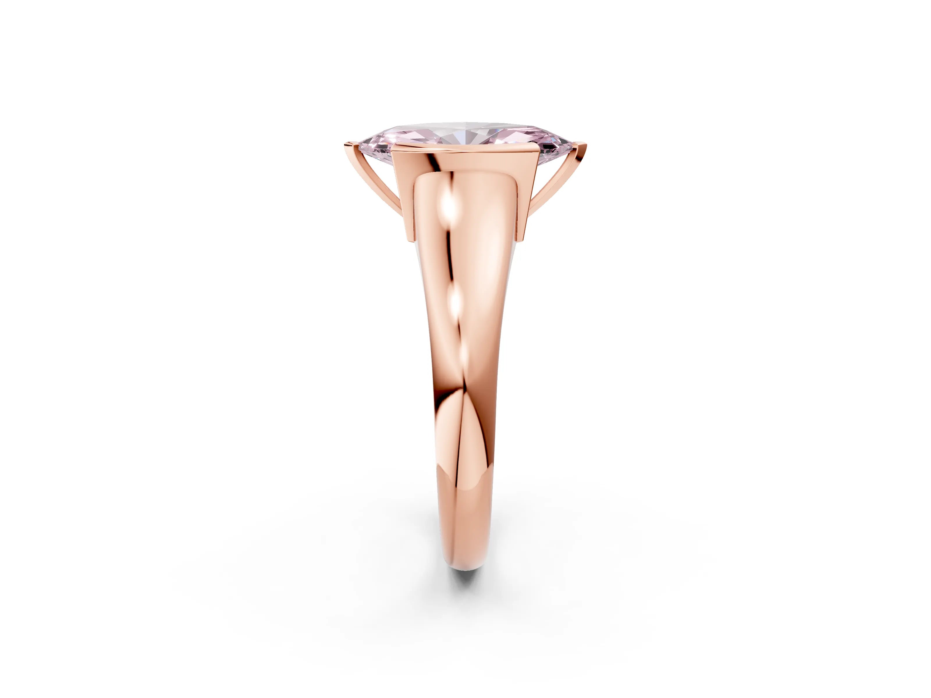 Rose gold Fancy Pink Marquise Cut Solitaire Tension Set Diamond Ring with Split Shank Band_2