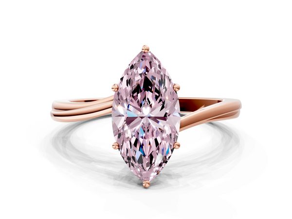 Rose gold Fancy Pink Marquise  Cut Solitaire Twist Band Ring with Four-Prong Setting