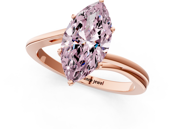 Rose gold Fancy Pink Marquise  Cut Solitaire Twist Band Ring with Four-Prong Setting