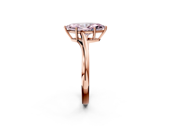 Rose gold Fancy Pink Marquise  Cut Solitaire Twist Band Ring with Four-Prong Setting