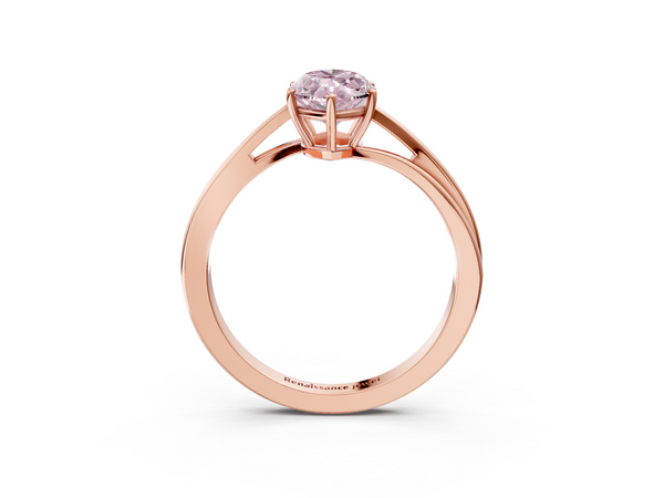 Rose gold Fancy Pink Marquise  Cut Solitaire Twist Band Ring with Four-Prong Setting
