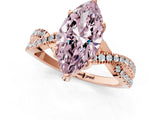 Rose gold Fancy Pink Marquise Cut Solitaire Twist Pave Diamond Engagement Ring with Prong Setting_1