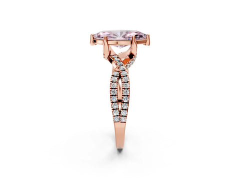 Rose gold Fancy Pink Marquise Cut Solitaire Twist Pave Diamond Engagement Ring with Prong Setting_2