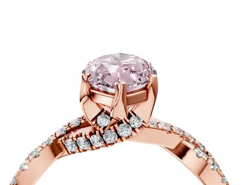 Rose gold Fancy Pink Marquise Cut Solitaire Twist Pave Diamond Engagement Ring with Prong Setting_40