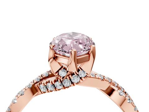 Rose gold Fancy Pink Marquise Cut Solitaire Twist Pave Diamond Engagement Ring with Prong Setting_4