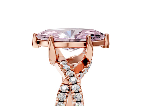 Rose gold Fancy Pink Marquise Cut Solitaire Twist Pave Diamond Engagement Ring with Prong Setting_5