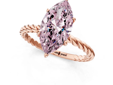 Rose gold Fancy Pink Marquise Cut Solitaire Twisted Band 4-Prong Ring_1