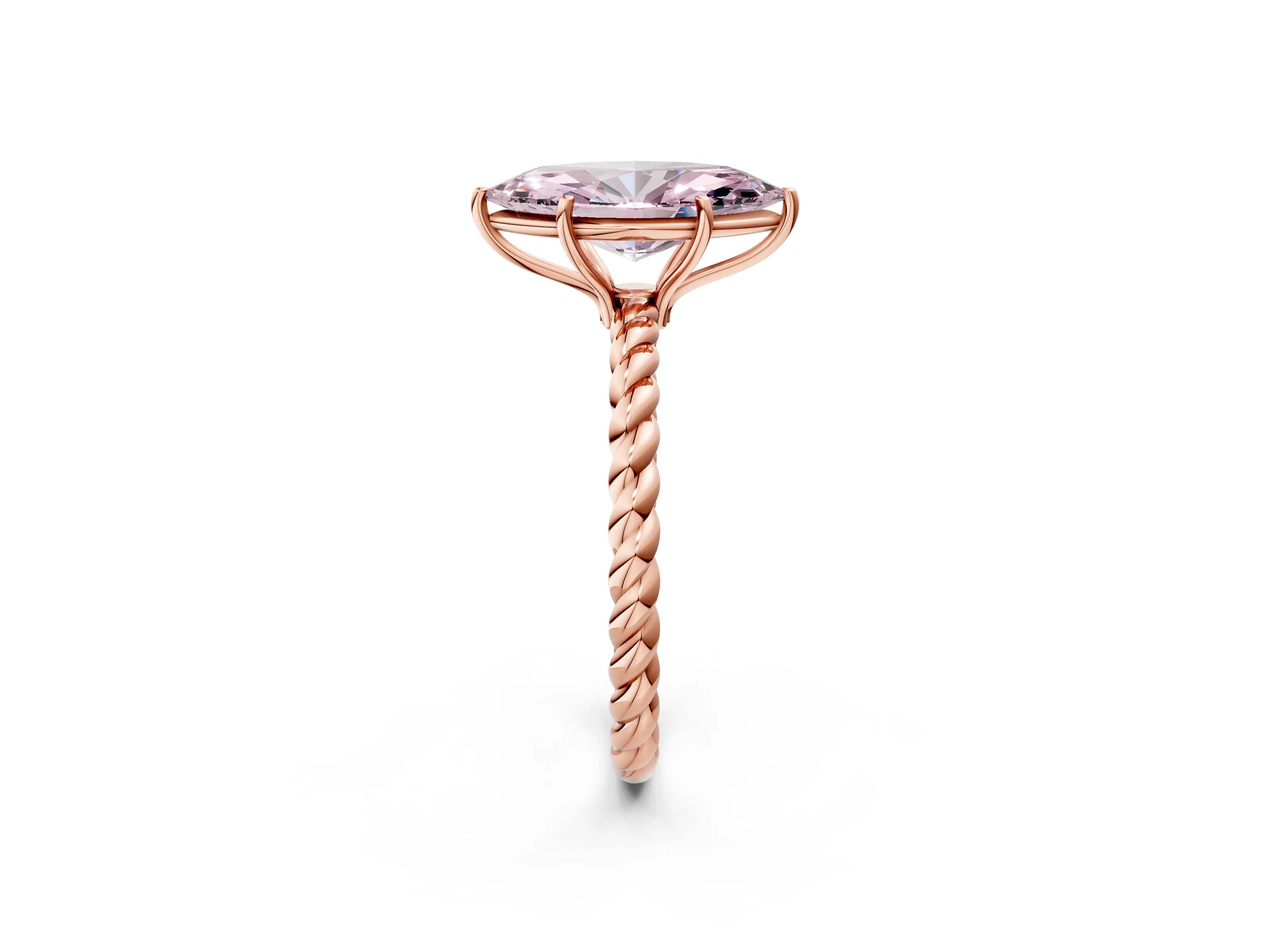 Rose gold Fancy Pink Marquise Cut Solitaire Twisted Band 4-Prong Ring_2