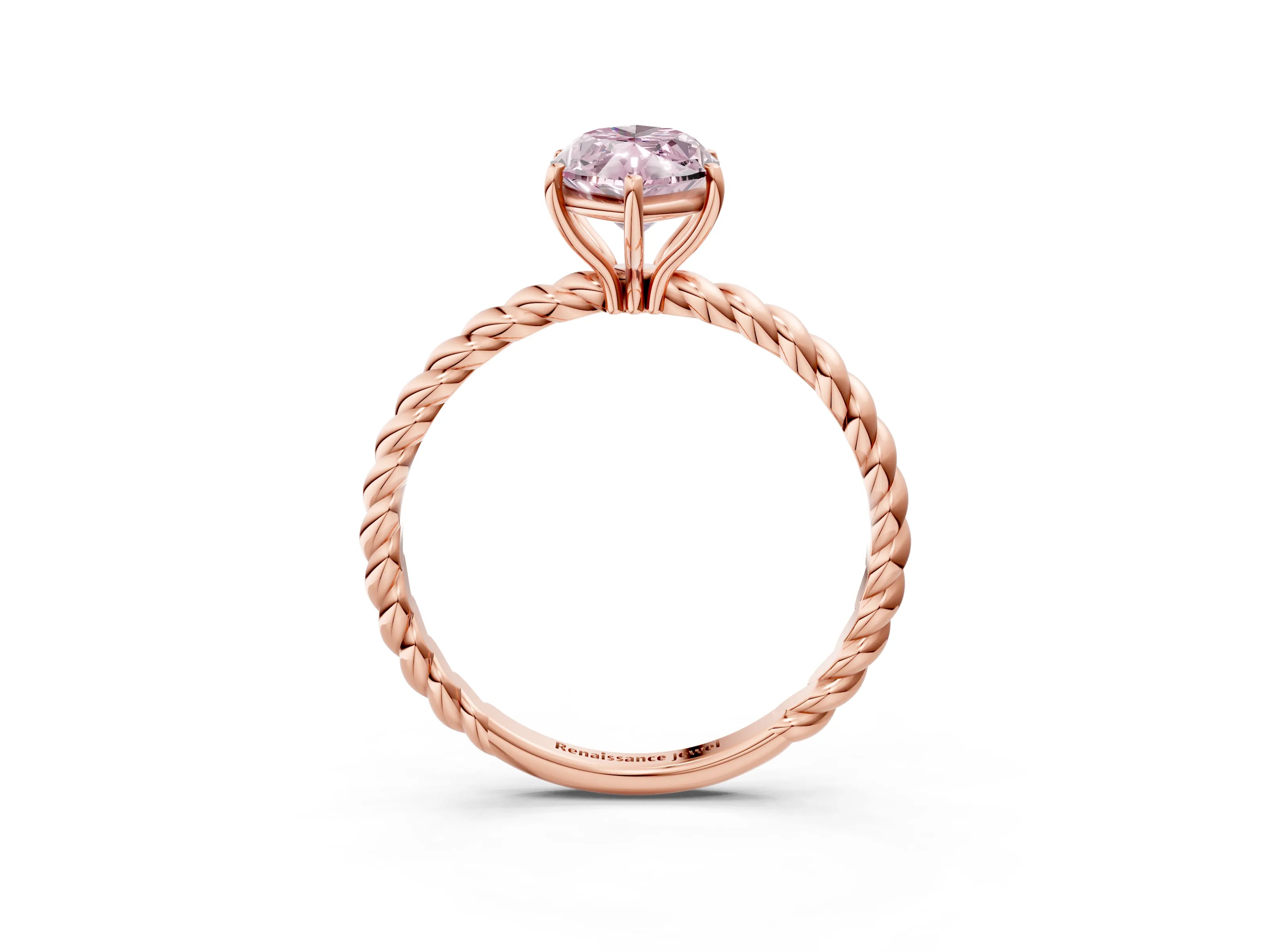 Rose gold Fancy Pink Marquise Cut Solitaire Twisted Band 4-Prong Ring_3