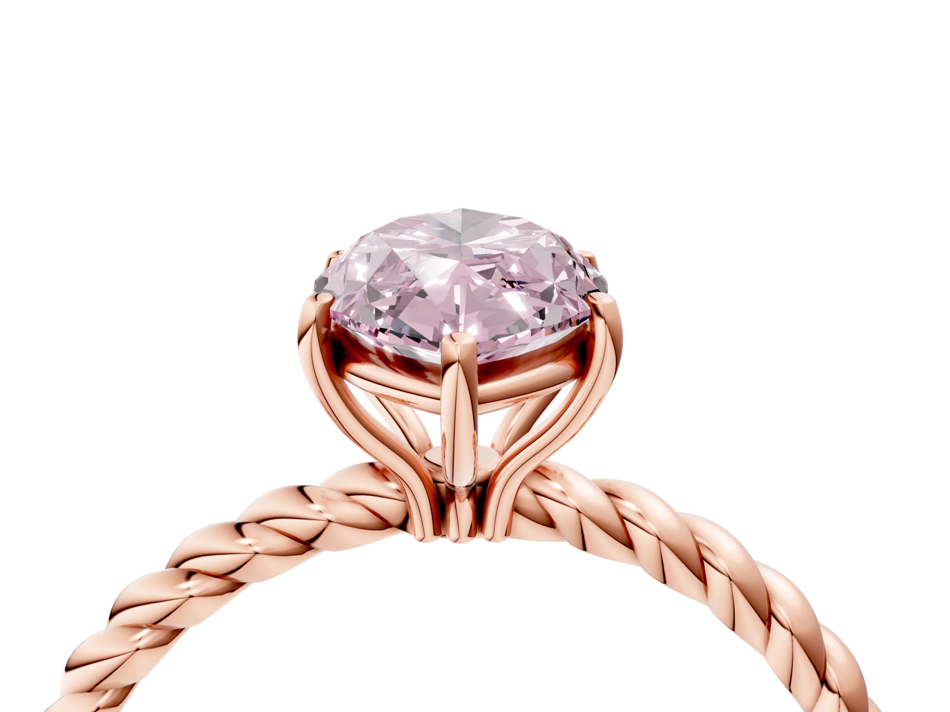 Rose gold Fancy Pink Marquise Cut Solitaire Twisted Band 4-Prong Ring_4