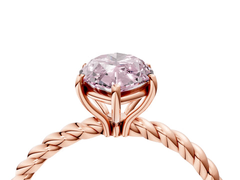 Rose gold Fancy Pink Marquise Cut Solitaire Twisted Band 4-Prong Ring_4