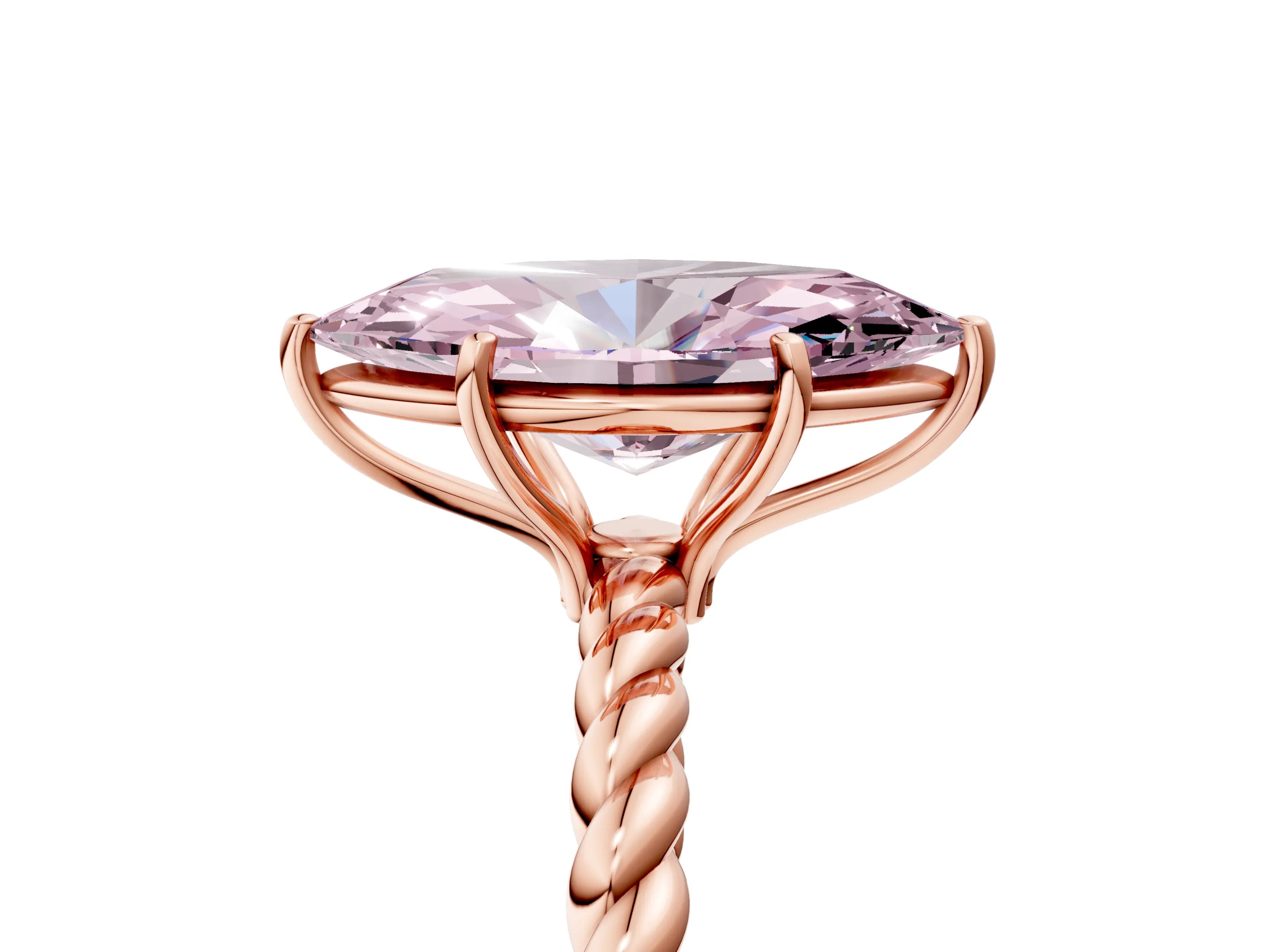 Rose gold Fancy Pink Marquise Cut Solitaire Twisted Band 4-Prong Ring_5