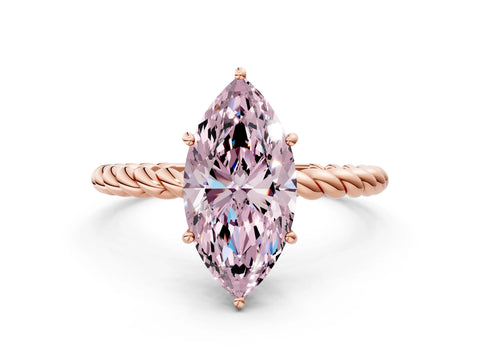 Rose gold Fancy Pink Marquise Cut Solitaire Twisted Band 4-Prong Ring