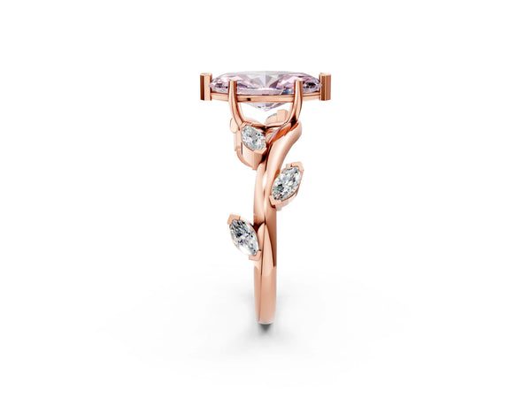 Rose gold Fancy Pink Marquise Cut Solitaire Twisted Band Marquise Accent Prong Setting Ring