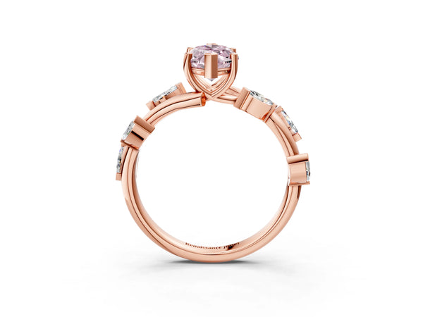 Rose gold Fancy Pink Marquise Cut Solitaire Twisted Band Marquise Accent Prong Setting Ring
