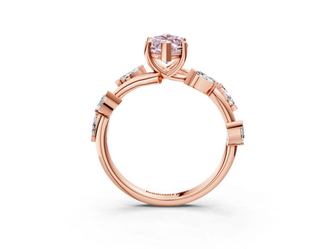 Rose gold Fancy Pink Marquise Cut Solitaire Twisted Band Marquise Accent Prong Setting Ring_3