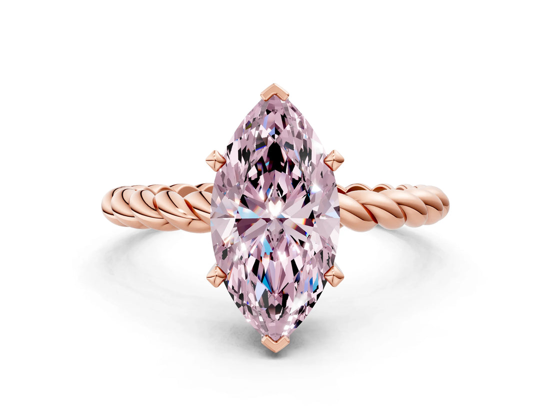 Rose gold Fancy Pink Marquise  Cut Solitaire Twisted Band with Four-Prong Setting_66