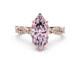 Rose gold Fancy Pink Marquise Cut Solitaire Twisted Pave Band with Four-Prong Setting_3