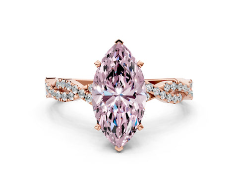 Rose gold Fancy Pink Marquise Cut Solitaire Twisted Pave Band with Four-Prong Setting_3