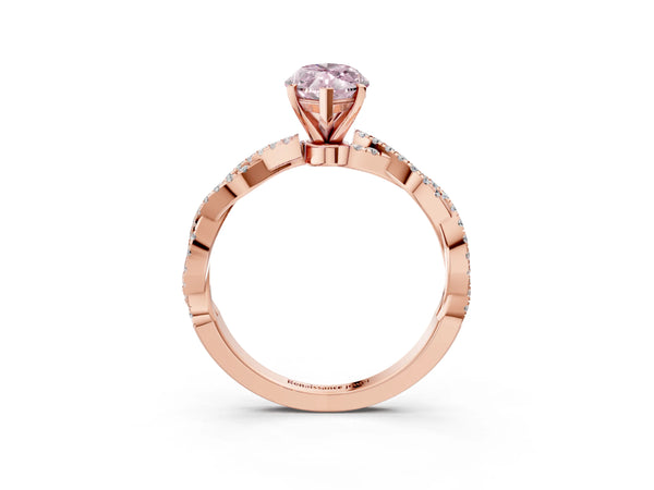 Rose gold Fancy Pink Marquise Cut Solitaire Twisted Pave Band with Four-Prong Setting