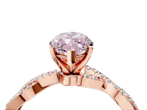 Rose gold Fancy Pink Marquise Cut Solitaire Twisted Pave Band with Four-Prong Setting_7