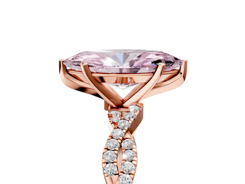 Rose gold Fancy Pink Marquise Cut Solitaire Twisted Pave Band with Four-Prong Setting_8