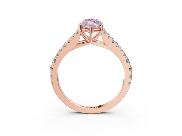 Rose gold Fancy Pink Marquise  Cut Split Shank Pave Diamond Engagement Ring with Four-Prong Setting