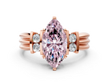 Rose gold Fancy Pink Marquise  Cut Three-Stone Channel Set Ring with Bar Prongs_64