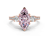 Rose gold Fancy Pink Marquise  Cut Three-Stone Diamond Pavé Band with Prong Setting_17