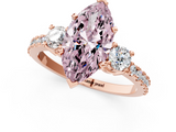 Rose gold Fancy Pink Marquise  Cut Three-Stone Diamond Pavé Band with Prong Setting_18
