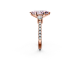 Rose gold Fancy Pink Marquise  Cut Three-Stone Diamond Pavé Band with Prong Setting_19