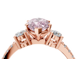 Rose gold Fancy Pink Marquise  Cut Three-Stone Diamond Pavé Band with Prong Setting_21