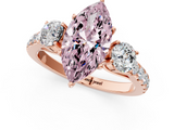 Rose gold Fancy Pink Marquise  Cut Three-Stone Diamond Pave Band with Prong Setting_38
