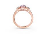 Rose gold Fancy Pink Marquise  Cut Three-Stone Diamond Pave Band with Prong Setting_40