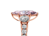 Rose gold Fancy Pink Marquise  Cut Three-Stone Diamond Pave Band with Prong Setting_42