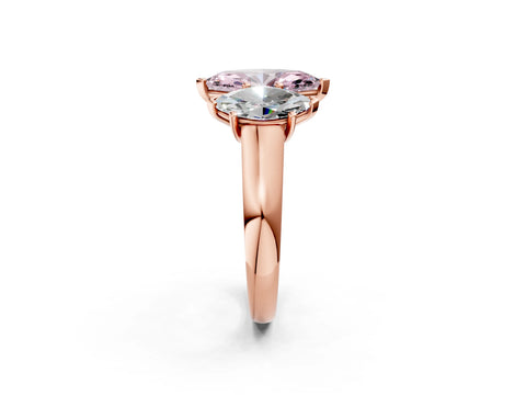 Rose gold Fancy Pink Marquise Cut Three-Stone Diamond Ring with Prong Setting on a Classic Band_2
