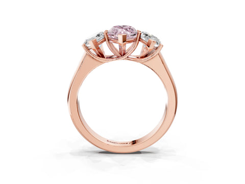 Rose gold Fancy Pink Marquise Cut Three-Stone Diamond Ring with Prong Setting on a Classic Band_3