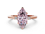Rose gold Fancy Pink Marquise  Cut Three-Stone Solitaire Ring with Round Accent Diamonds and Four-Prong Setting_20