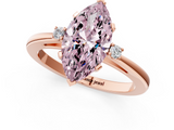 Rose gold Fancy Pink Marquise  Cut Three-Stone Solitaire Ring with Round Accent Diamonds and Four-Prong Setting_21