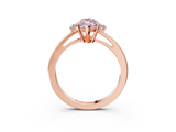 Rose gold Fancy Pink Marquise  Cut Three-Stone Solitaire Ring with Round Accent Diamonds and Four-Prong Setting_23