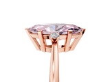 Rose gold Fancy Pink Marquise  Cut Three-Stone Solitaire Ring with Round Accent Diamonds and Four-Prong Setting_25