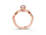 Rose gold Fancy Pink Marquise  Cut Twist Band Solitaire Diamond Ring with Pavé Setting_6