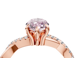 Rose gold Fancy Pink Marquise  Cut Twist Band Solitaire Diamond Ring with Pavé Setting_7
