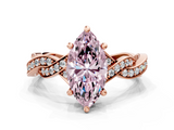 Rose gold Fancy Pink Marquise  Cut Twisted Pavé Band Solitaire Ring with Four-Prong Setting_55