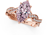 Rose gold Fancy Pink Marquise  Cut Twisted Pavé Band Solitaire Ring with Four-Prong Setting_56
