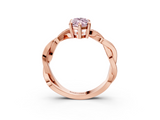 Rose gold Fancy Pink Marquise  Cut Twisted Pavé Band Solitaire Ring with Four-Prong Setting_58