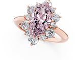 Rose gold Fancy Pink Marquise  Diamond Cluster Halo Ring with Solitaire Band and Four-Prong Setting_21